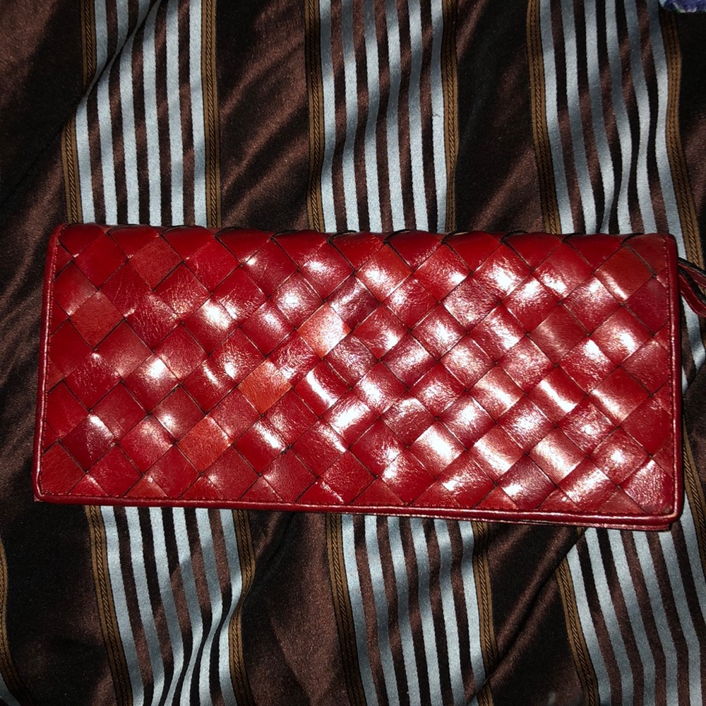 NWT red leather clutch